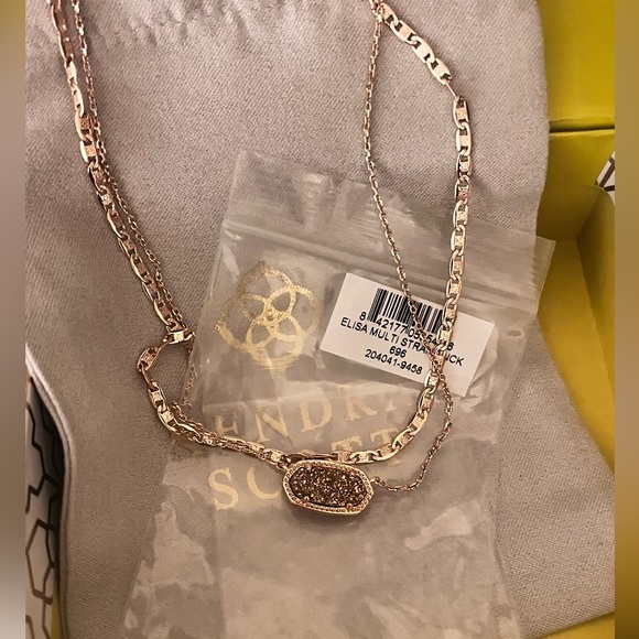 Elisa Rose Gold Multi Strand Drusy Necklace - Picture 9 of 13